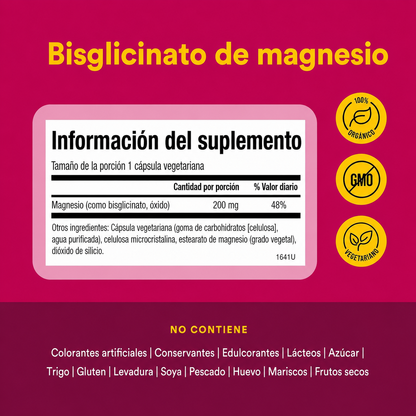 Bisglicinato de Magnesio 200 mg 120 vcap, Natural Factors