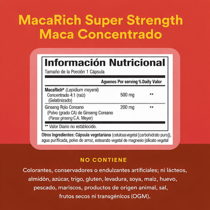 MacaRich® Concentrado de Maca Súper Fuerte 500 mg Organic 90 vcap, Natural Factors