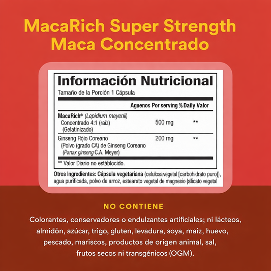 MacaRich® Concentrado de Maca Súper Fuerte 500 mg Organic 90 vcap, Natural Factors