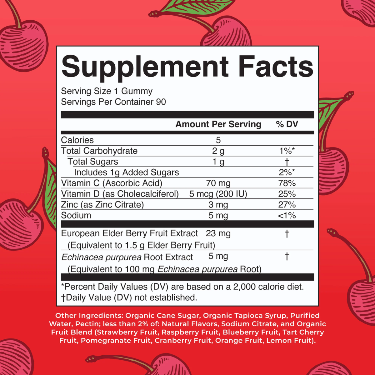 Inmunidad Gomitas, cereza 90gomitas / Immunity Gummies, Cherry, 90 ct