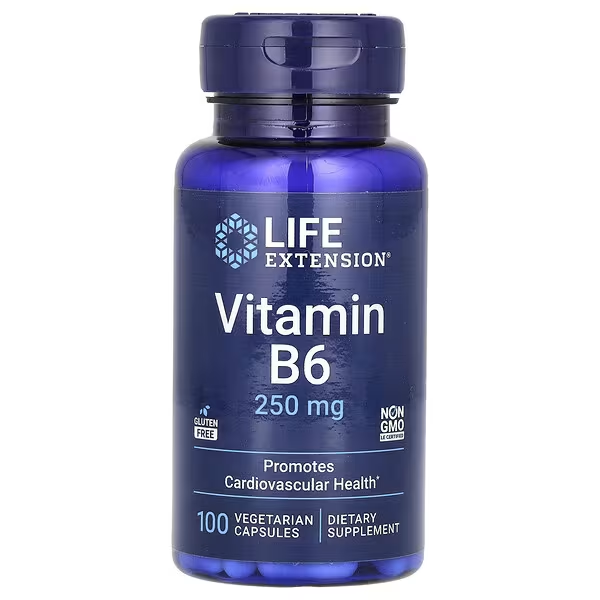 Vitamina B6 250 mg, 100 cápsulas  , Life Extension