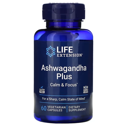Ashwagandha Plus Calma y Concentración (60 cápsulas veg) , Life Extension