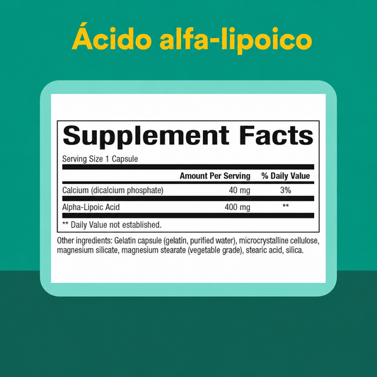 Ácido Alfa-Lipoico 400 mg 60 cap, Natural Factors