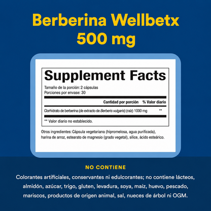 WellBetX® Berberina 500 mg 60 vcap, Natural Factors