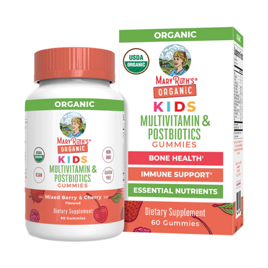Multivitamínico orgánico para niños + Gomitas posbióticas/ Kids Multivitamin & Postbiotics Gummies, Mixed Berry & Cherry, Org, 60 ct