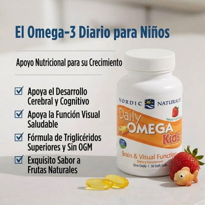 Daily Omega Kids - Omega-3 para Niños - Fruta - 30 Cápsulas Blandas