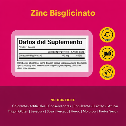 Bisglicinato de Zinc 50 mg 60 vcap, Natural Factors