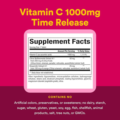 Vitamina C 1,000 mg Lanzamiento Cronometrado 90 tab, Natural Factors