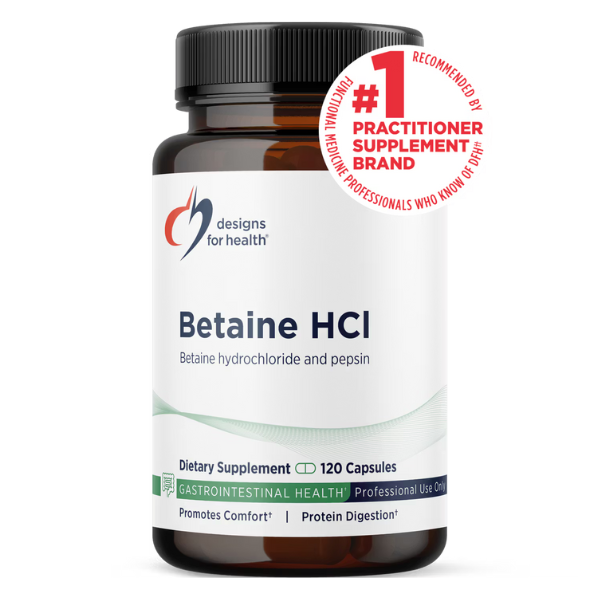 Betaína HCl 750 mg con Pepsina (120 caps), Designs for Health