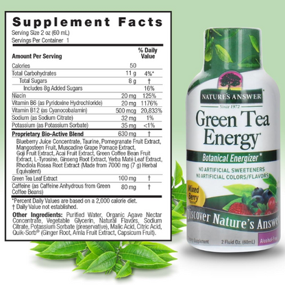 OFERTA 30% Shot Energetico de Te Verde (2 Oz / 60 ml), Nature's Answer