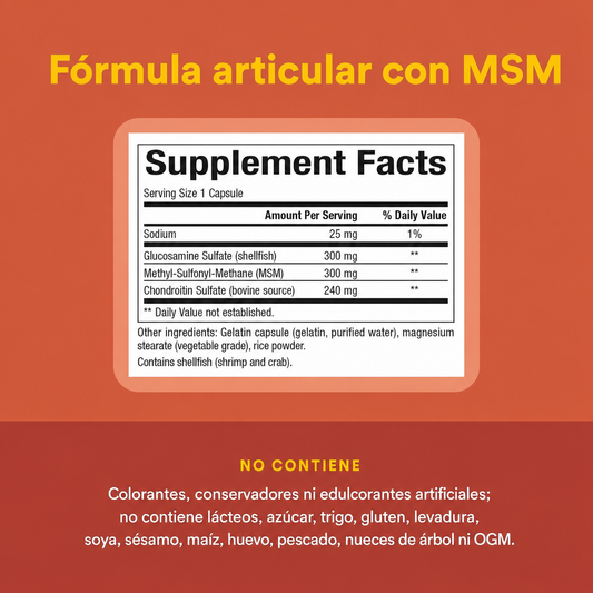 MSM Formula Conjunta 300 mg GLS, 300 mg MSM, 240 mg Condroitina 90 cap, Natural Factors
