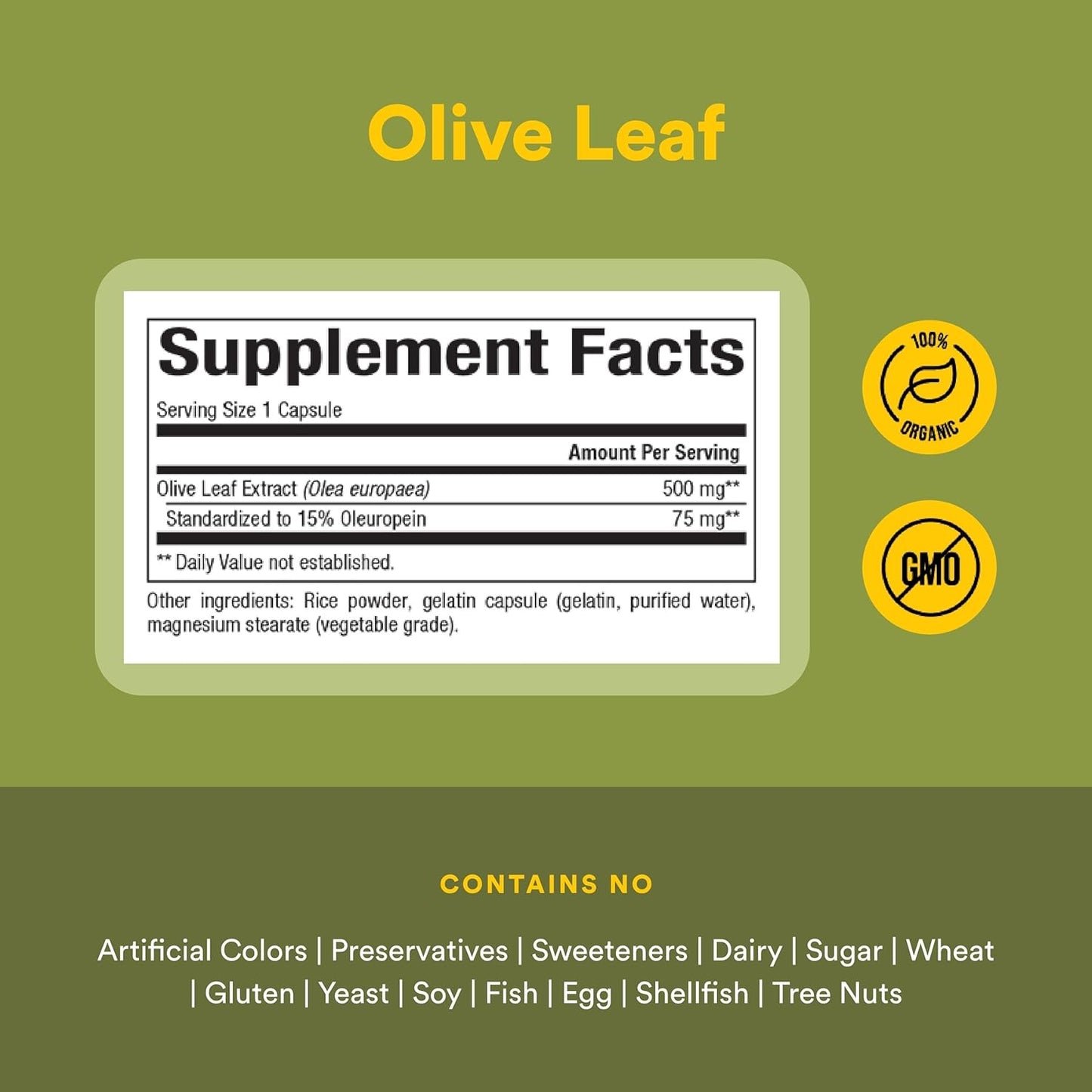HerbalFactors® Hoja de Olivo 500 mg 15% Oleuropeina 60 cap, Natural Factors