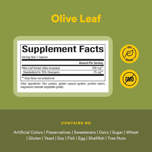 HerbalFactors® Hoja de Olivo 500 mg 15% Oleuropeina 60 cap, Natural Factors