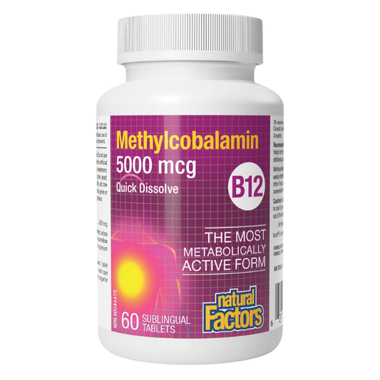 B12 Metilcobalamina 5,000 mcg Masticable 60 tab, Natural Factors