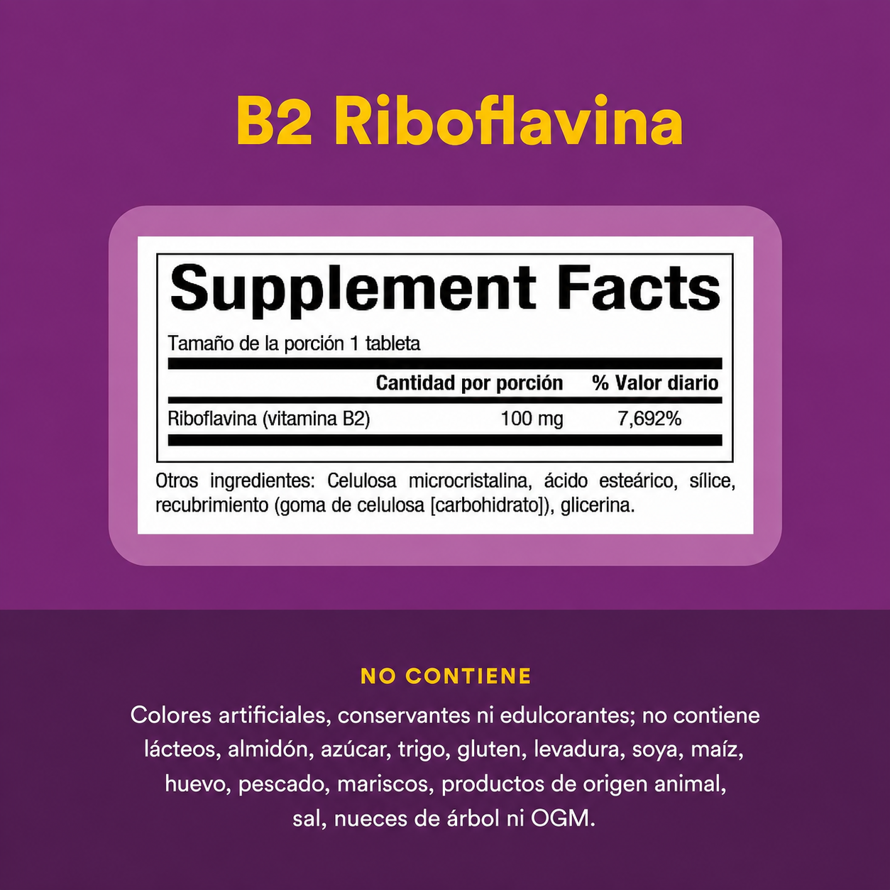 B2 Riboflavina 100 mg 90 tab, Natural Factors