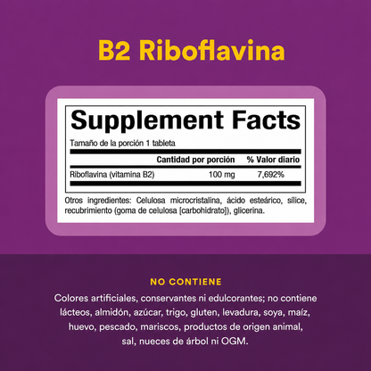 B2 Riboflavina 100 mg 90 tab, Natural Factors