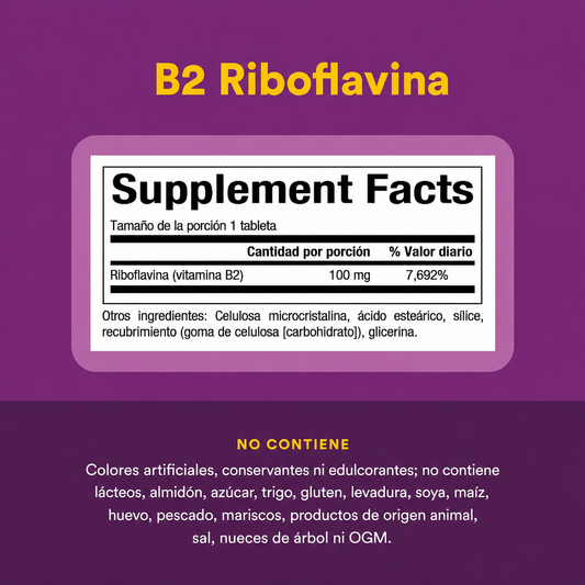B2 Riboflavina 100 mg 90 tab, Natural Factors