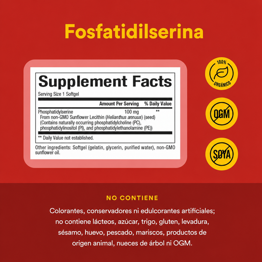 Fosfatidilserina 100 mg 30 sg, Natural Factors
