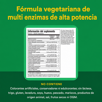 Multi Enzimas Vegetarianas de Alta Potencia 60 vcap, Natural Factors