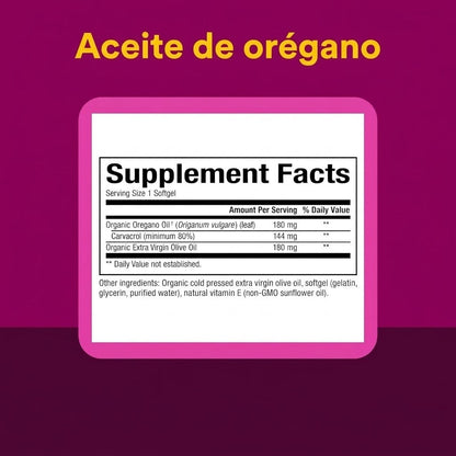 Aceite de Oregano 180 mg 30 sg, Natural Factors