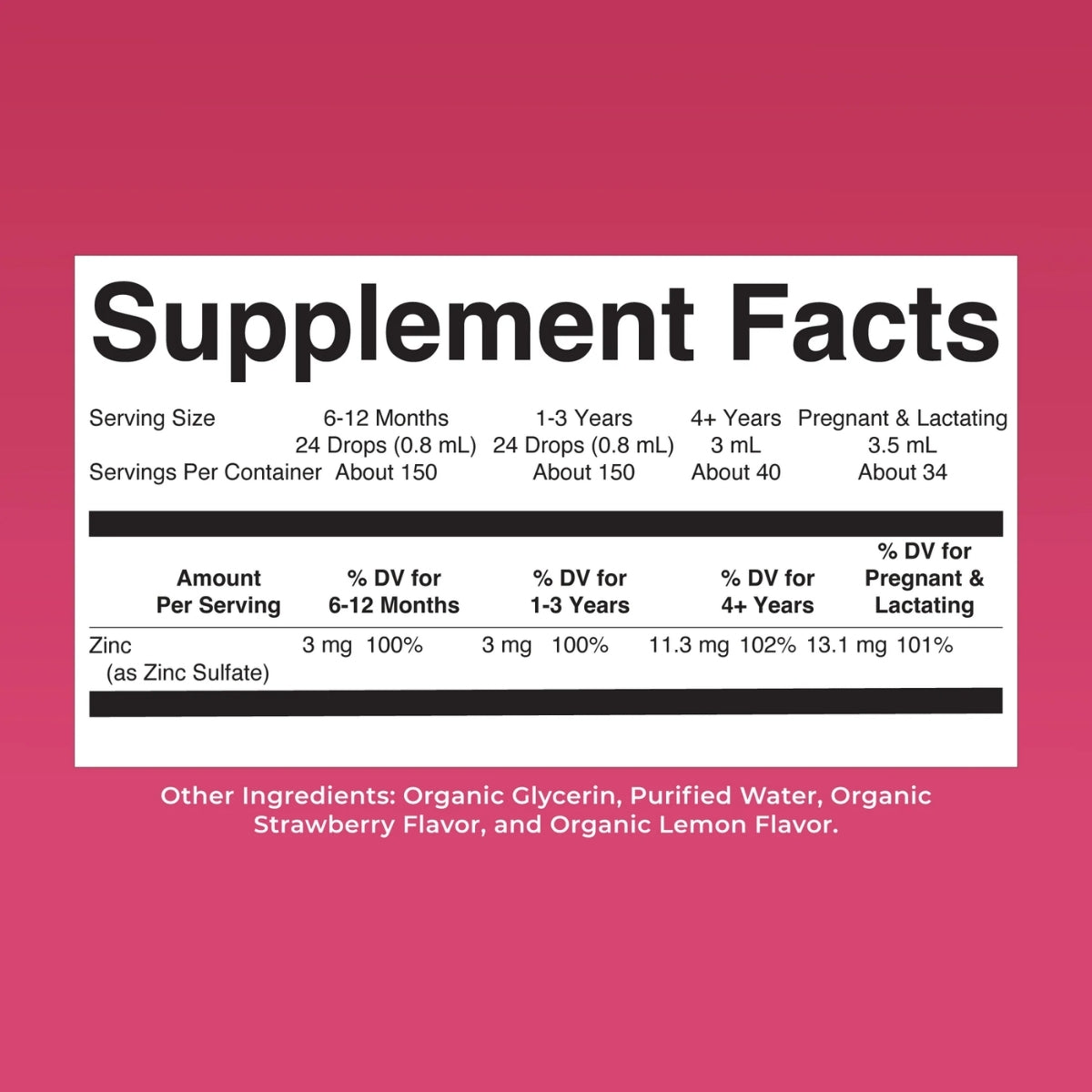 Zinc iónico líquido (120 ml) / Zinc Drops, Strawberry Lemon, Org, (4oz)