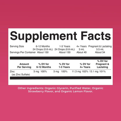Zinc iónico líquido (120 ml) / Zinc Drops, Strawberry Lemon, Org, (4oz)