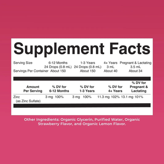 Zinc iónico líquido (120 ml) / Zinc Drops, Strawberry Lemon, Org, (4oz)