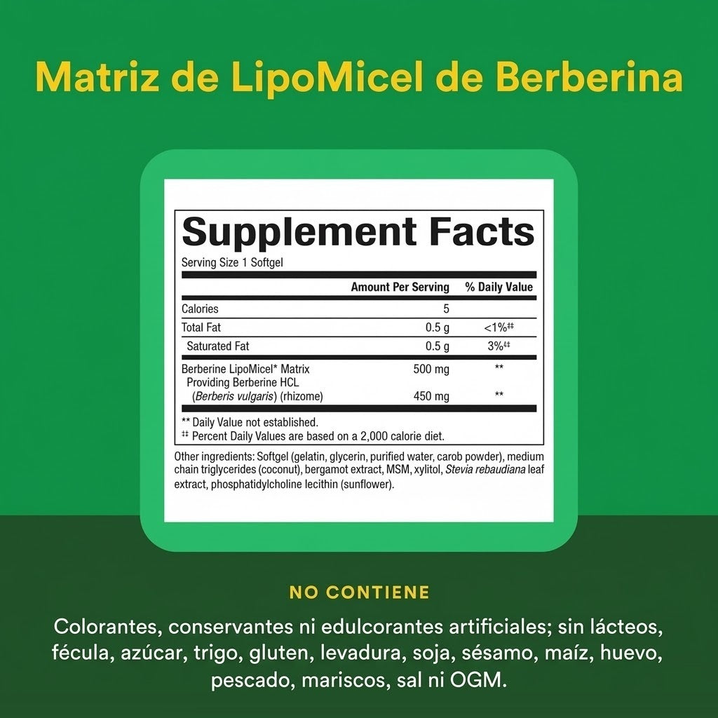 Matriz LipoMicel Berberina 500 mg 60 sg, Natural Factors