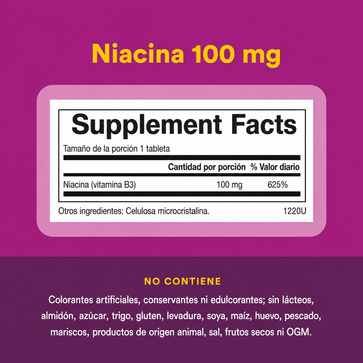 B3 Niacin 100 mg 90 tab, Natural Factors