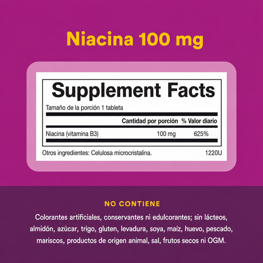 B3 Niacin 100 mg 90 tab, Natural Factors
