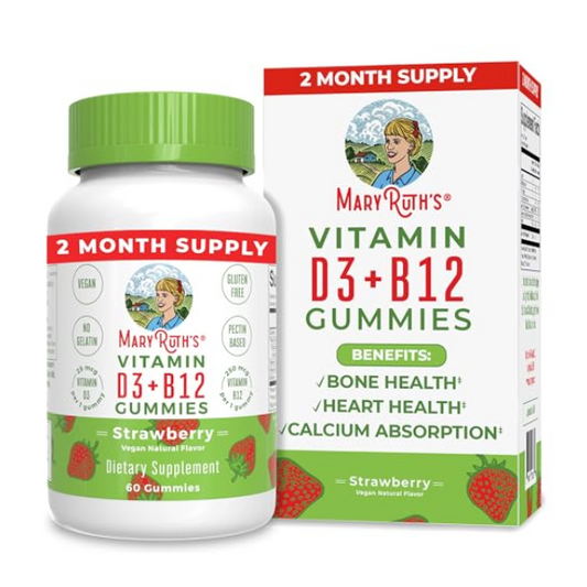 D3 + B12 Gomitas, Fresa (60gomitas) / Vitamin D3+B12 Gummies, Strawberry, (60ct)
