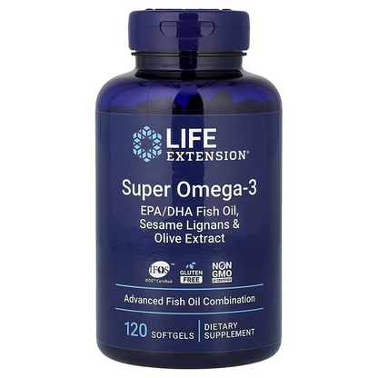 Aceite de pescado con superomega-3 EPA/DHA, lignanos de sésamo y extracto de oliva (120 cápsulas blandas) , Life Extension