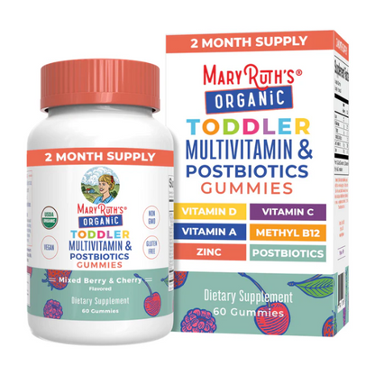 Multivitamínico y Postbiótico para Infantes, Bayas Mixtas y Cereza (60 gomitas), Mary Ruth´s