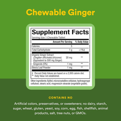 Jengibre Masticable 500 mg 90 tab, Natural Factors