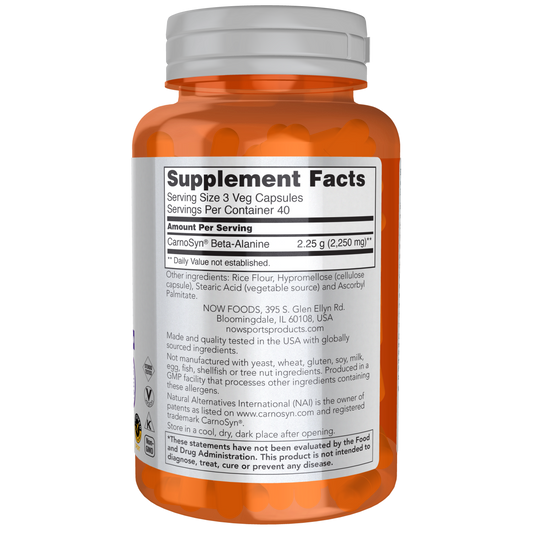Beta-Alanina 750 mg (120 Veg Caps) /Beta-Alanine 750 mg