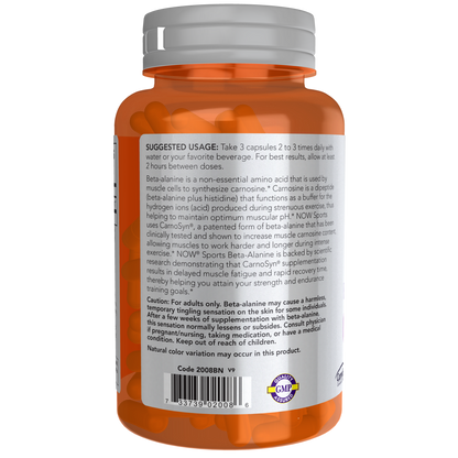 Beta-Alanina 750 mg (120 Veg Caps) /Beta-Alanine 750 mg