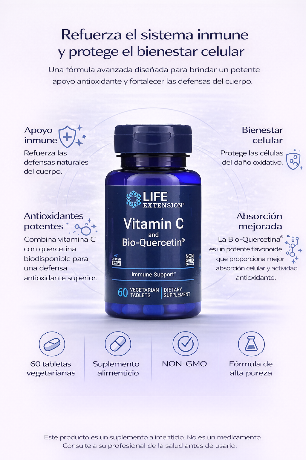 Fitosoma de vitamina C y bio-quercetina (60 tab) / Vitamin C and Bio-Quercetin Phytosome (60 tab)