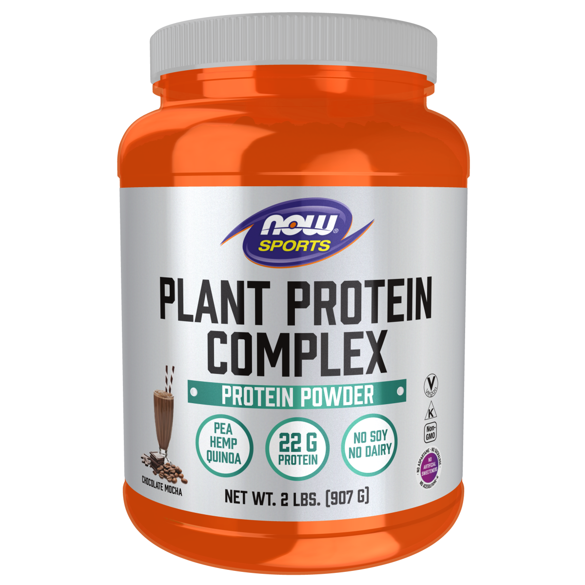 Complejo de Proteínas Vegetales, Chocolate Moca en Polvo 907gr (2 LB) /Plant Protein Complex, Chocolate Mocha