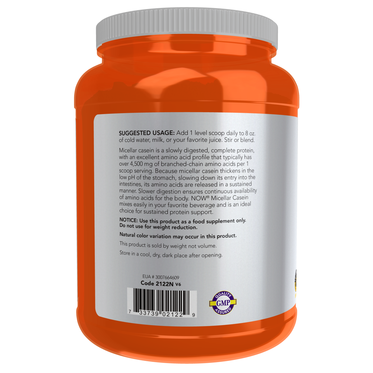 Caseína Micelar, Polvo Sin Sabor (1.8 LB)/Micellar Casein, Unflavored Powder