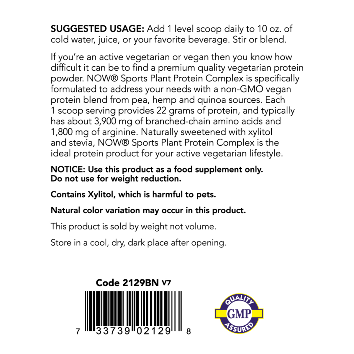 Plant Protein Complex, Creamy Vanilla Powder (2LB) 907gr/ Complejo de proteína vegetal, polvo cremoso de vainilla