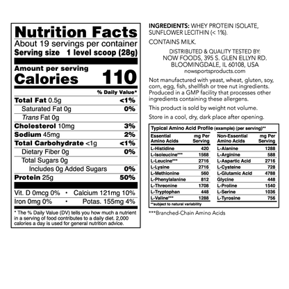 Proteína Aislada de Suero de Leche sin sabor (545gr)1.2 lbs / Whey Protein Isolate, Unflavored Powder