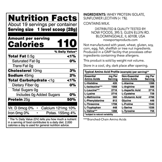 Proteína Aislada de Suero de Leche sin sabor (545gr)1.2 lbs / Whey Protein Isolate, Unflavored Powder