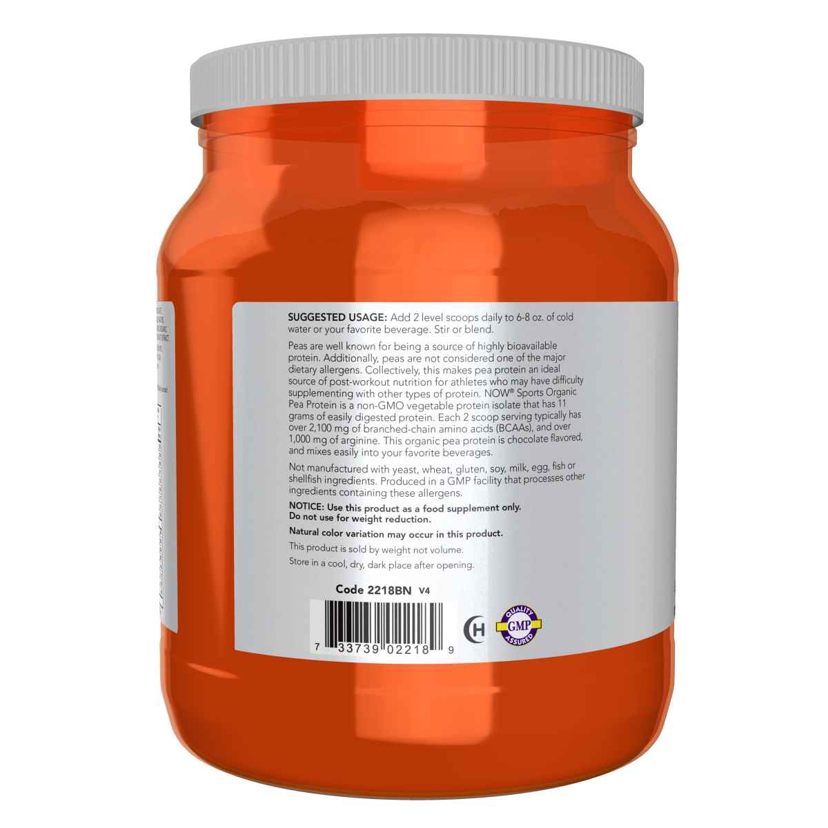 Proteína de guisante orgánico(chocolate cremoso) 1.5lbs (680grs)/ Pea Protein Organic (Creamy Chocolate)