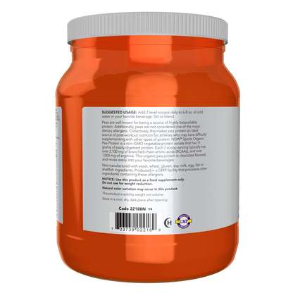 Proteína de guisante orgánico(chocolate cremoso) 1.5lbs (680grs)/ Pea Protein Organic (Creamy Chocolate)