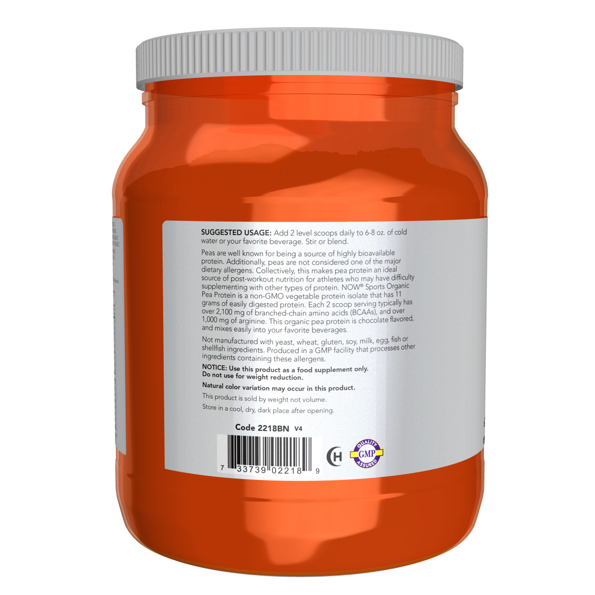 Proteína de guisante orgánico(chocolate cremoso) 1.5lbs (680grs)/ Pea Protein Organic (Creamy Chocolate)