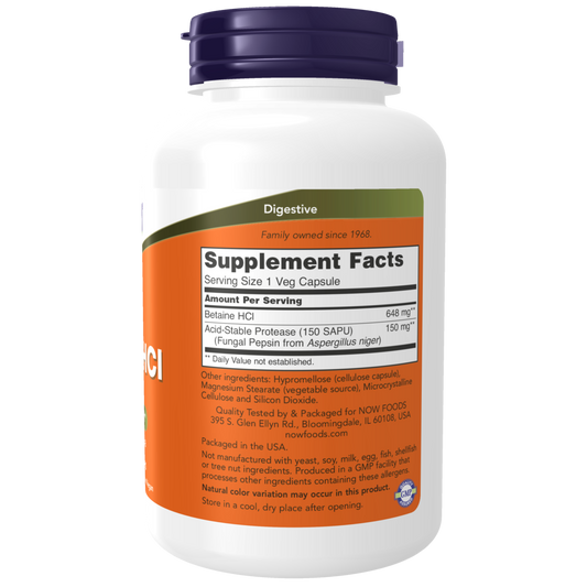 Betaína HCl 648 mg (120 Veg Caps)/Betaine HCl 648 mg