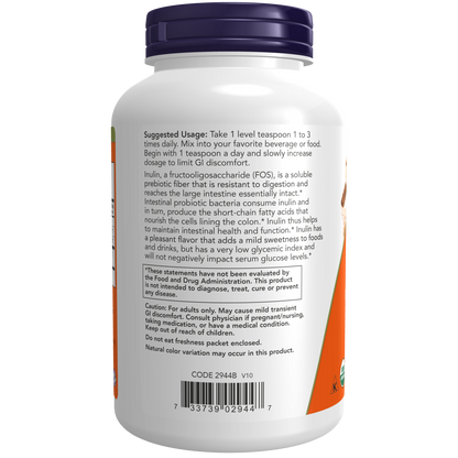 Inulina Prebiótica en Polvo Orgánica 226 g (8oz)/Inulin Prebiotic Pure Powder, Organic