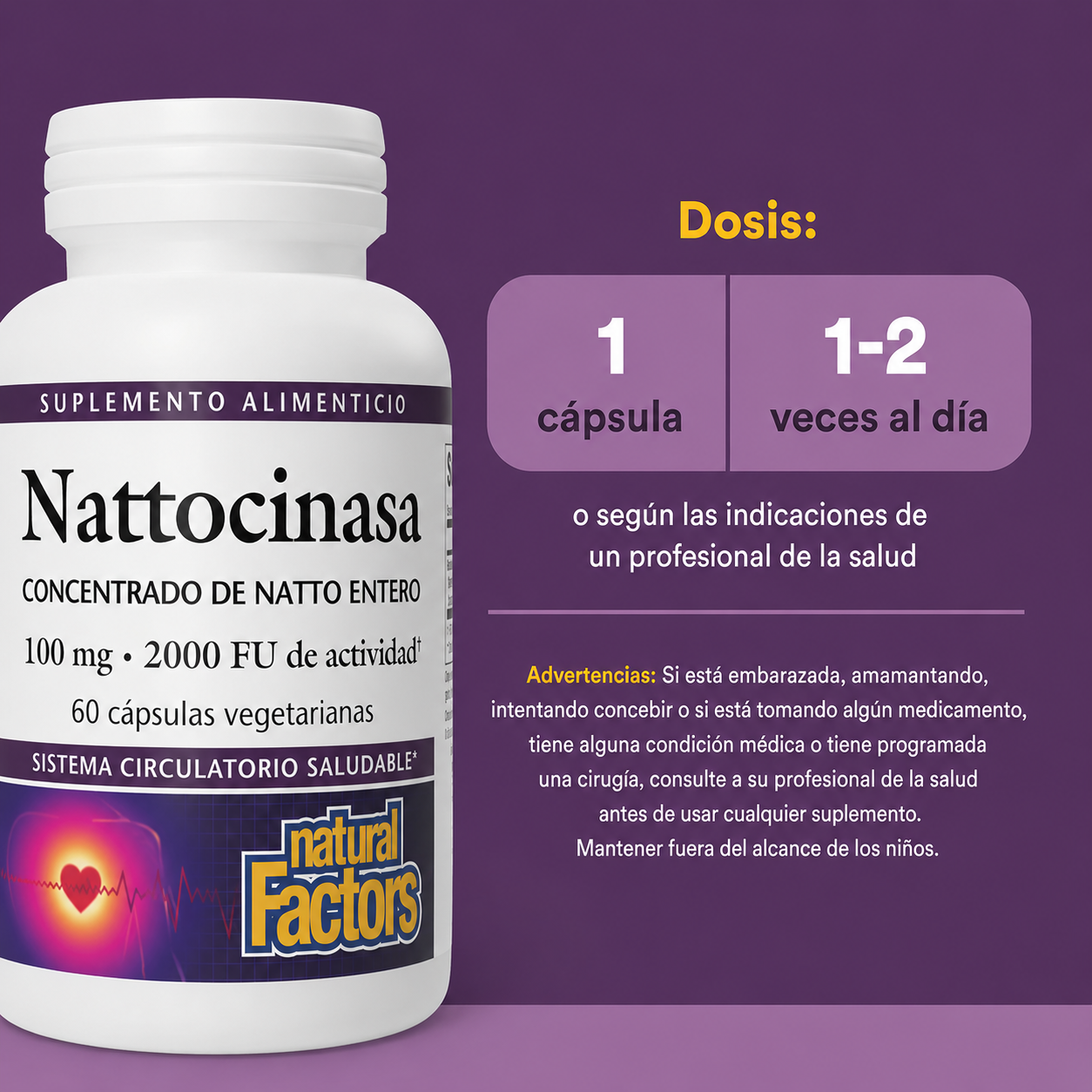 Nattoquinasa 100 mg 60 vcap, Natural Factors