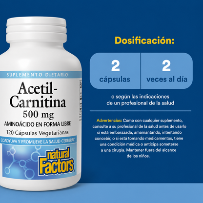 L-Carnitina 500 mg 60 vcap, Natural Factors