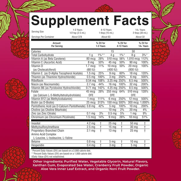 Multivitamínico matutino líquido 946ml / Morning Multivitamin Liquid, Raspberry,(32oz)